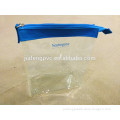 Summer waterproof PVC cosmetic bag with blue fabric top